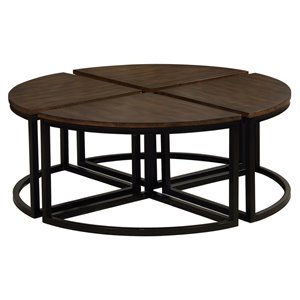 alaterre arcadia acacia wood set of 4 round wedge tables in antiqued mocha