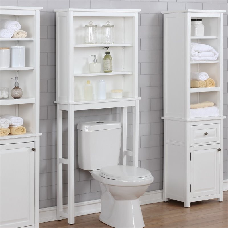 Alaterre Furniture Dorset 27W x 29H Wall Mounted Bath Storage Cabinet with Two Open Shelves