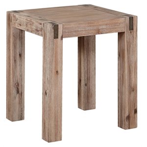 alaterre woodstock acacia wood with metal inset end table in brushed driftwood