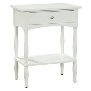 alaterre furniture shaker cottage wood 24 inch end table in ivory