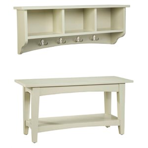 alaterre furniture shaker cottage storage wood coat hook with bench in sand