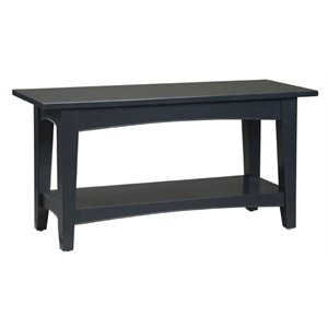 alaterre furniture shaker cottage wood bench with shelf in charcoal gray