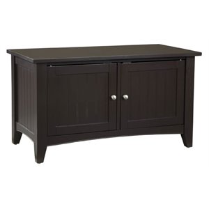 shaker cottage wood storage cabinet bench in chocolate brown