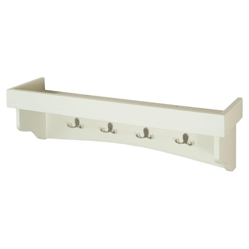 Alaterre Furniture Shaker Cottage Wood Coat Hook with Tray Shelf in