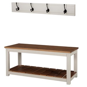 alaterre furniture savannah coat hook with bench set in ivory