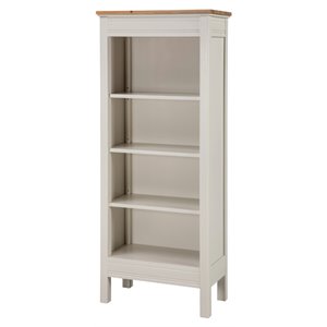alaterre furniture savannah tall bookcase ivory with natural wood top