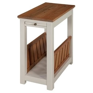 savannah chairside magazine end table w/pull-out shelf ivory with wood top