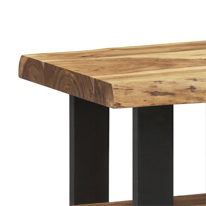 Alaterre Furniture Alpine Natural Live Edge Wood 2-Shelf End Table