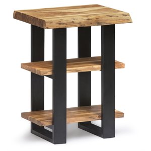 alaterre furniture alpine natural live edge wood 2-shelf end table