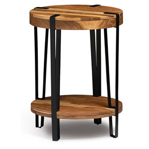 ryegate natural live edge solid wood with metal round end table in natural