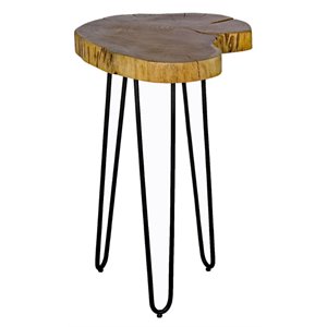 alaterre hairpin natural live edge wood with metal 20 round end table in natural