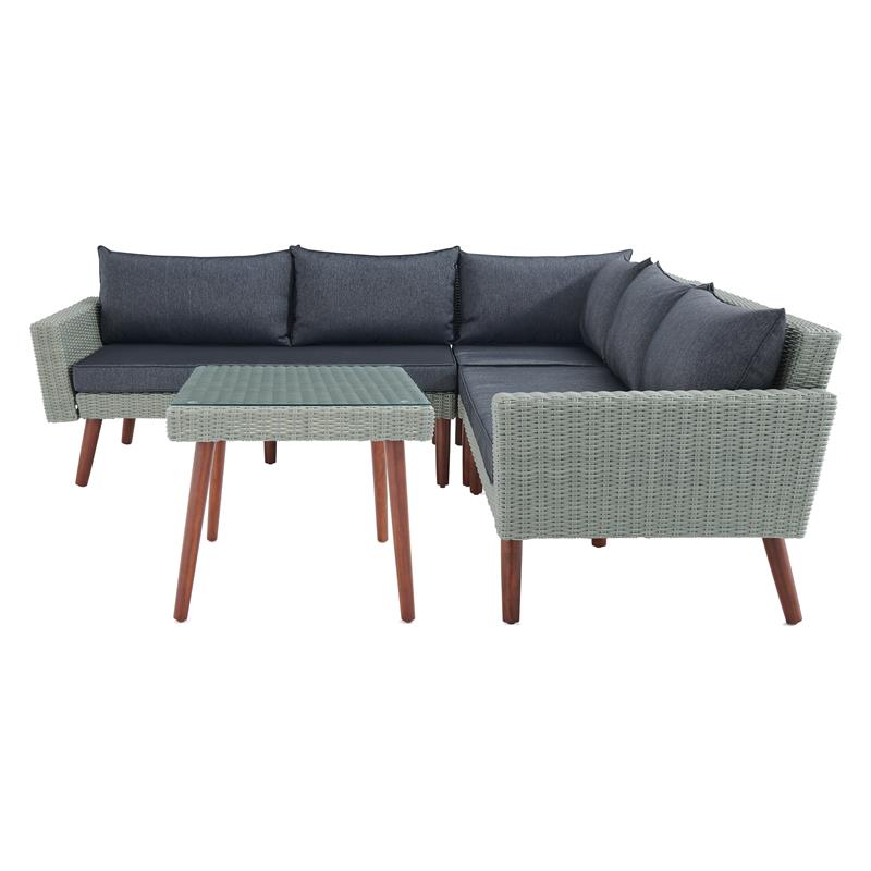 Albany All-Weather Wicker / Rattan Outdoor Gray Sofa with 26