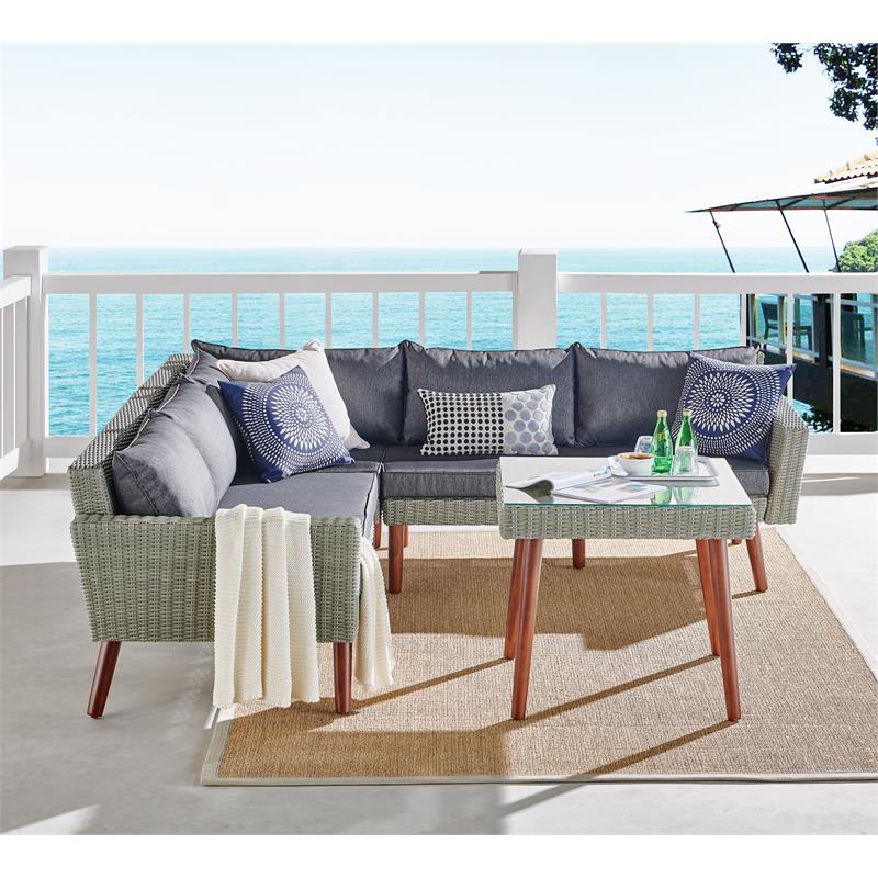Albany All-Weather Wicker / Rattan Outdoor Gray Sofa with 26