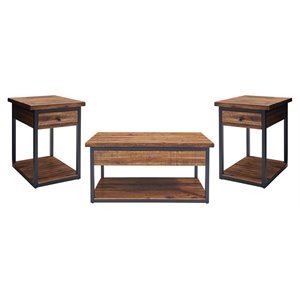 alaterre claremont rustic wood set with coffee table and two end tables