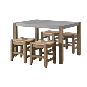 alaterre furniture newport 5-piece wood dining set with table and four stools