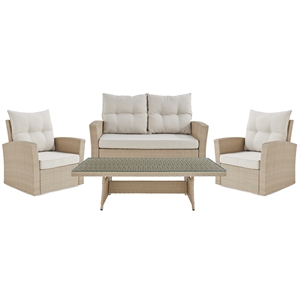 canaan all-weather wicker outdoor set w/loveseat 2 chairs and 57
