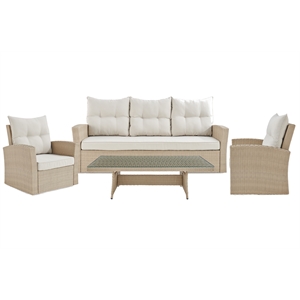 canaan all-weather wicker outdoor set w/sofa 2 arm chairs and 57