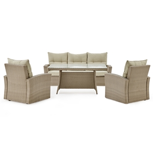 canaan all-weather wicker outdoor set with sofa 2 chairs and high cocktail table