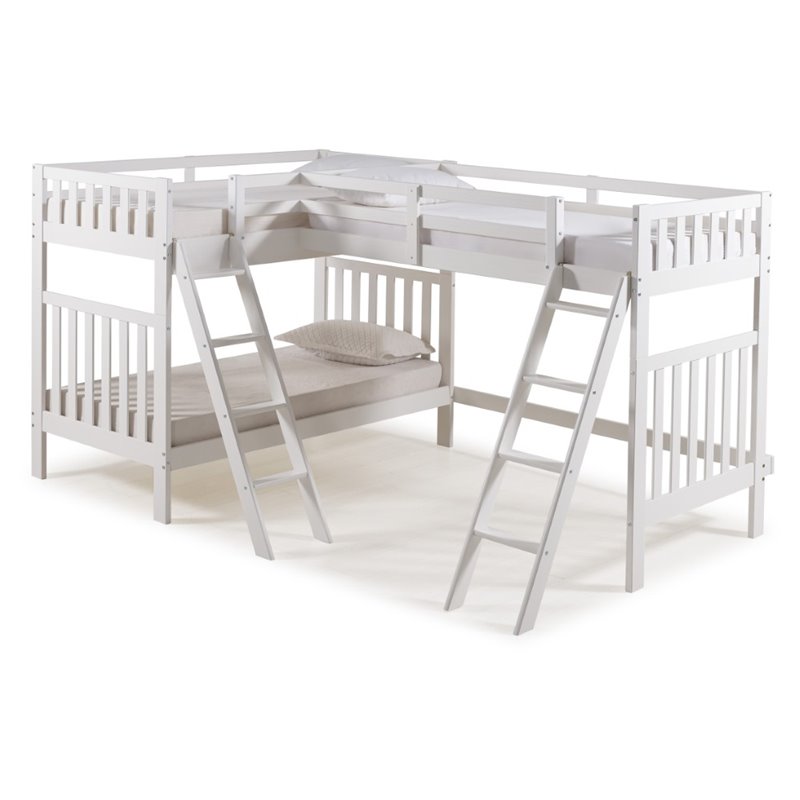 Alaterre Aurora Twin Over Twin Wood Bunk Bed with Third Bunk Extension