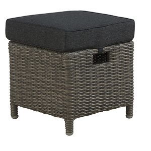 alaterre asti wicker / rattan outdoor square ottomans with cushions in gray