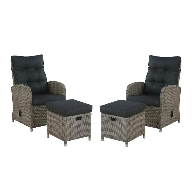 set of 4 reclining garden chairs