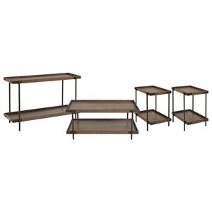 kyra 4 piece oak set with a coffee table two side tables and console table