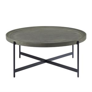 brookline 42 in. round wood with concrete-coating coffee table