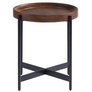 alaterre furniture brookline 20 in round wood end table in medium chestnut