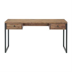 claremont 60 in w rustic wood and metal desk