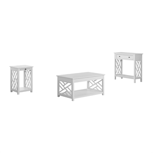 coventry 36 in. wood coffee table/end table with tray and console table - white
