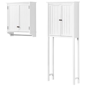 alaterre furniture dover white wood over toilet hutch and wall mounted cabinet