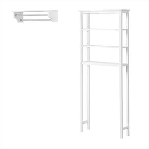 dover white wood over toilet open shelving organizer and shelf with 2 towel rods