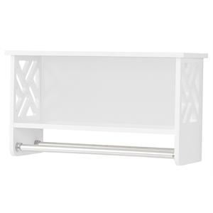 coventry white wood bath shelf with two towel rods