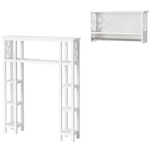 coventry over toilet open shelving white wood unit with two towel rods