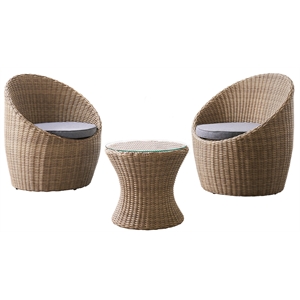 strafford all-weather brown wicker/rattan patio set with two chairs and table