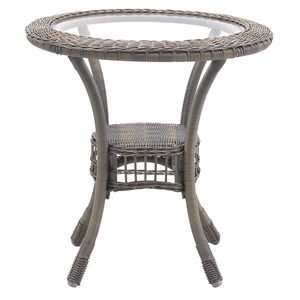 carolina 30 inch diameter all-weather gray wicker glass top bistro dining table