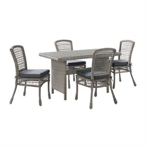 alaterre furniture asti all-weather gray wicker 5-piece outdoor dining set
