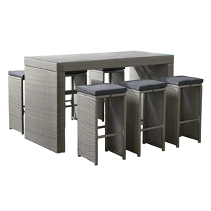 alaterre furniture asti all-weather gray wicker 7-piece set outdoor dining set