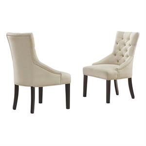 alaterre furniture haeys tufted upholstered dining chairs - cream (set of 2)
