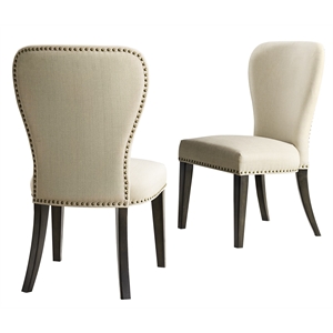 alaterre furniture savoy upholstered dining chairs - cream (set of 2)
