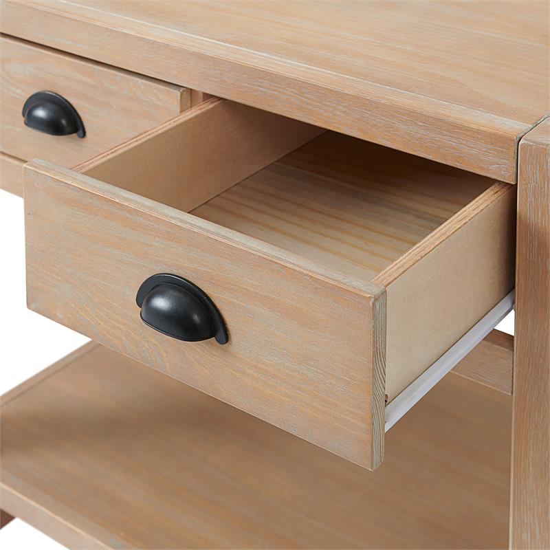 Alaterre Furniture Arden 2-Drawer Light Driftwood Pine Open Shelf Nightstand