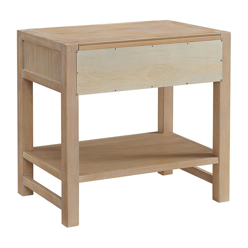Alaterre Furniture Arden 2-Drawer Light Driftwood Pine Open Shelf Nightstand