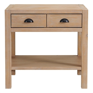 alaterre furniture arden 2-drawer light driftwood pine open shelf nightstand