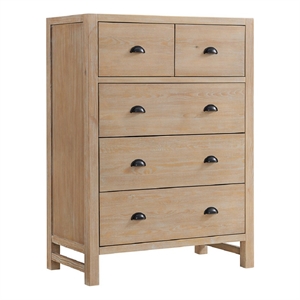 alaterre furniture arden 5-drawer light driftwood pine wood chest