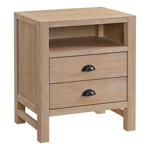 alaterre furniture arden 2-drawer light driftwood pine wood nightstand