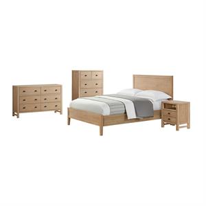 arden 4-piece wood bedroom set with queen bed/nightstand/chest/dresser