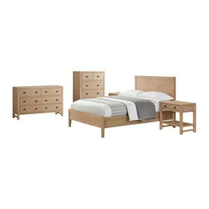 arden 4-piece bedroom set with queen bed/2 open shelf nightstands/chest/dresser