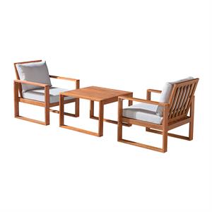 weston eucalyptus wood 3-piece set with 2 chairs/cocktail table