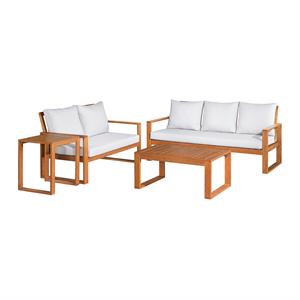 grafton eucalyptus wood set with 2 benches/coffee table/cocktail table