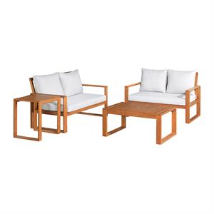 grafton eucalyptus wood set with 2 benches/coffee table/and cocktail table